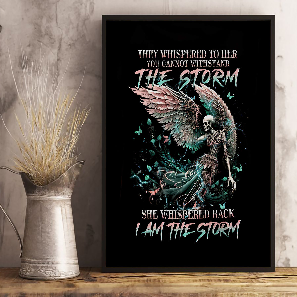 Angel Skull Canvas Wall Art She Whispered Back Iam The Storm - Wonder Print Shop