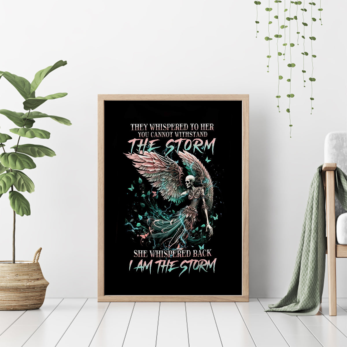 Angel Skull Canvas Wall Art She Whispered Back Iam The Storm - Wonder Print Shop