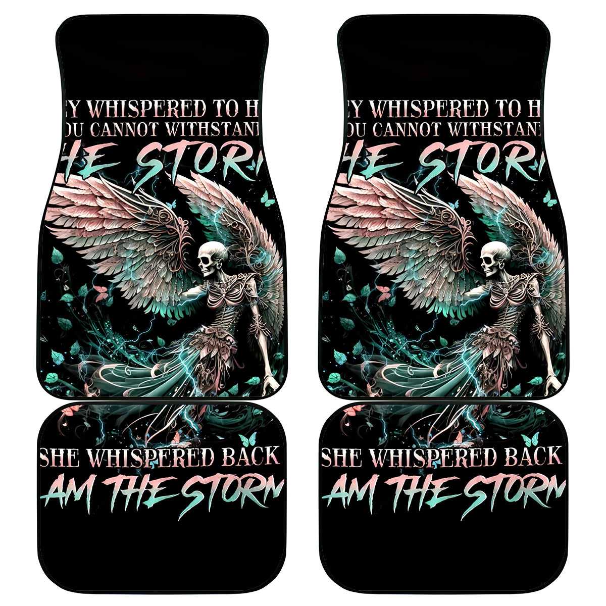 Angel Skull Car Mats She Whispered Back Iam The Storm - Wonder Print Shop