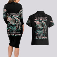 Angel Skull Couples Matching Long Sleeve Bodycon Dress and Hawaiian Shirt She Whispered Back Iam The Storm - Wonder Print Shop