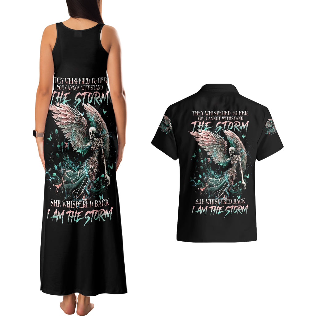 Angel Skull Couples Matching Tank Maxi Dress and Hawaiian Shirt She Whispered Back Iam The Storm - Wonder Print Shop