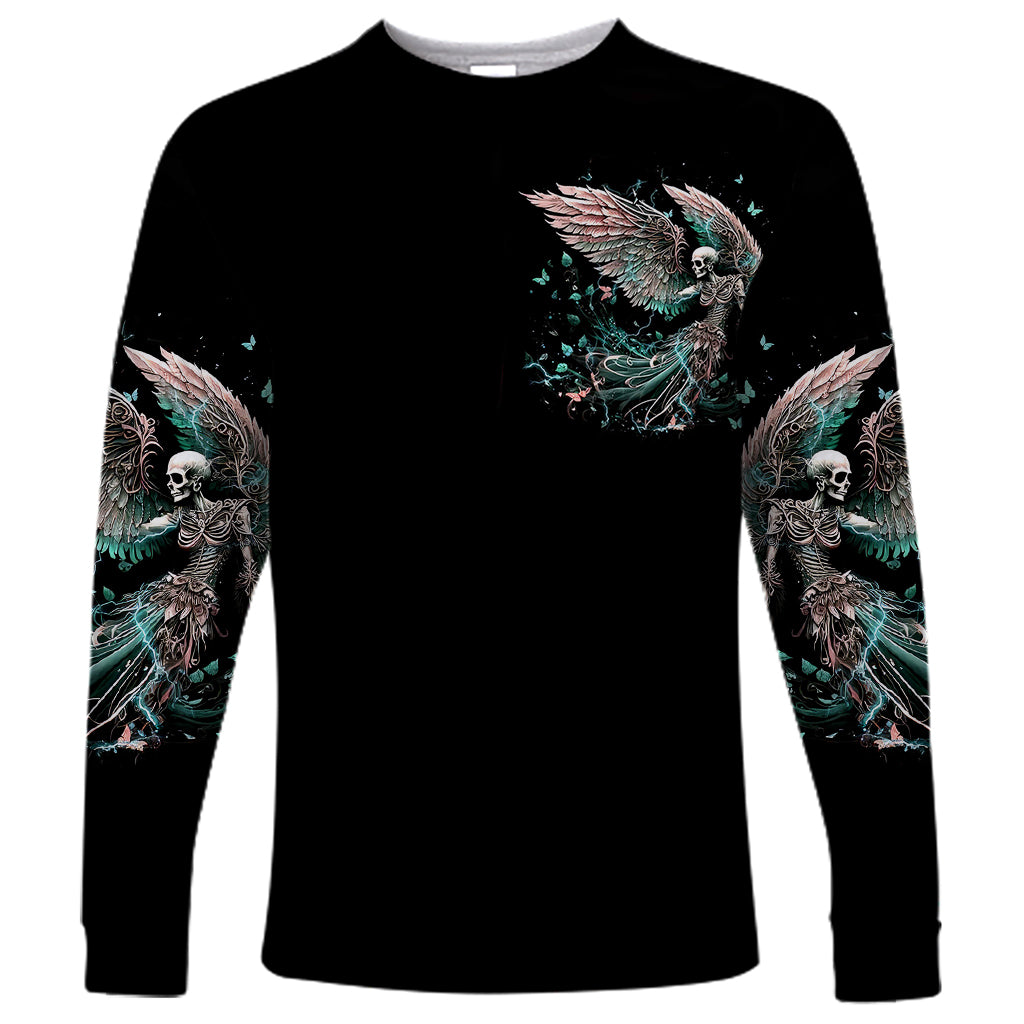 Angel Skull Long Sleeve Shirt She Whispered Back Iam The Storm - Wonder Print Shop