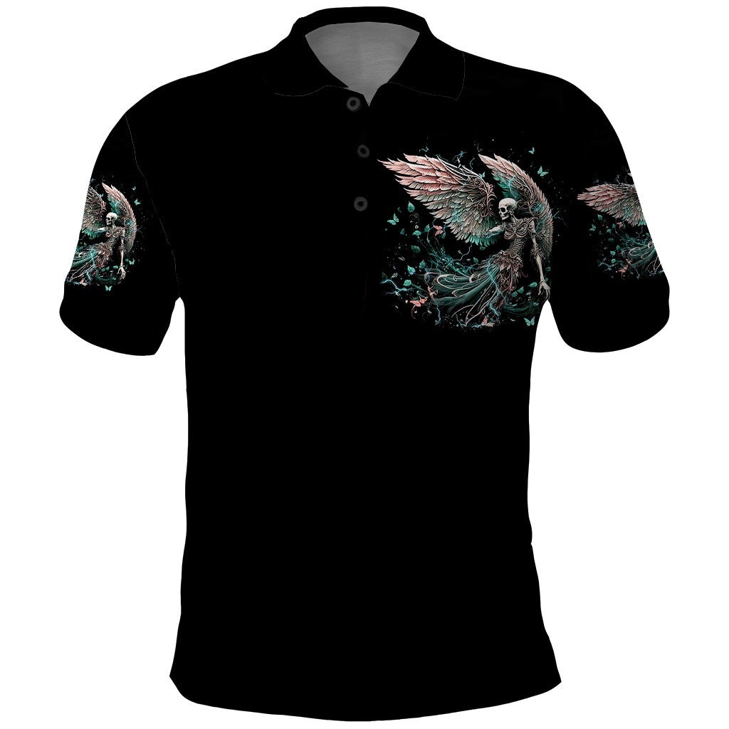 Angel Skull Polo Shirt She Whispered Back Iam The Storm - Wonder Print Shop