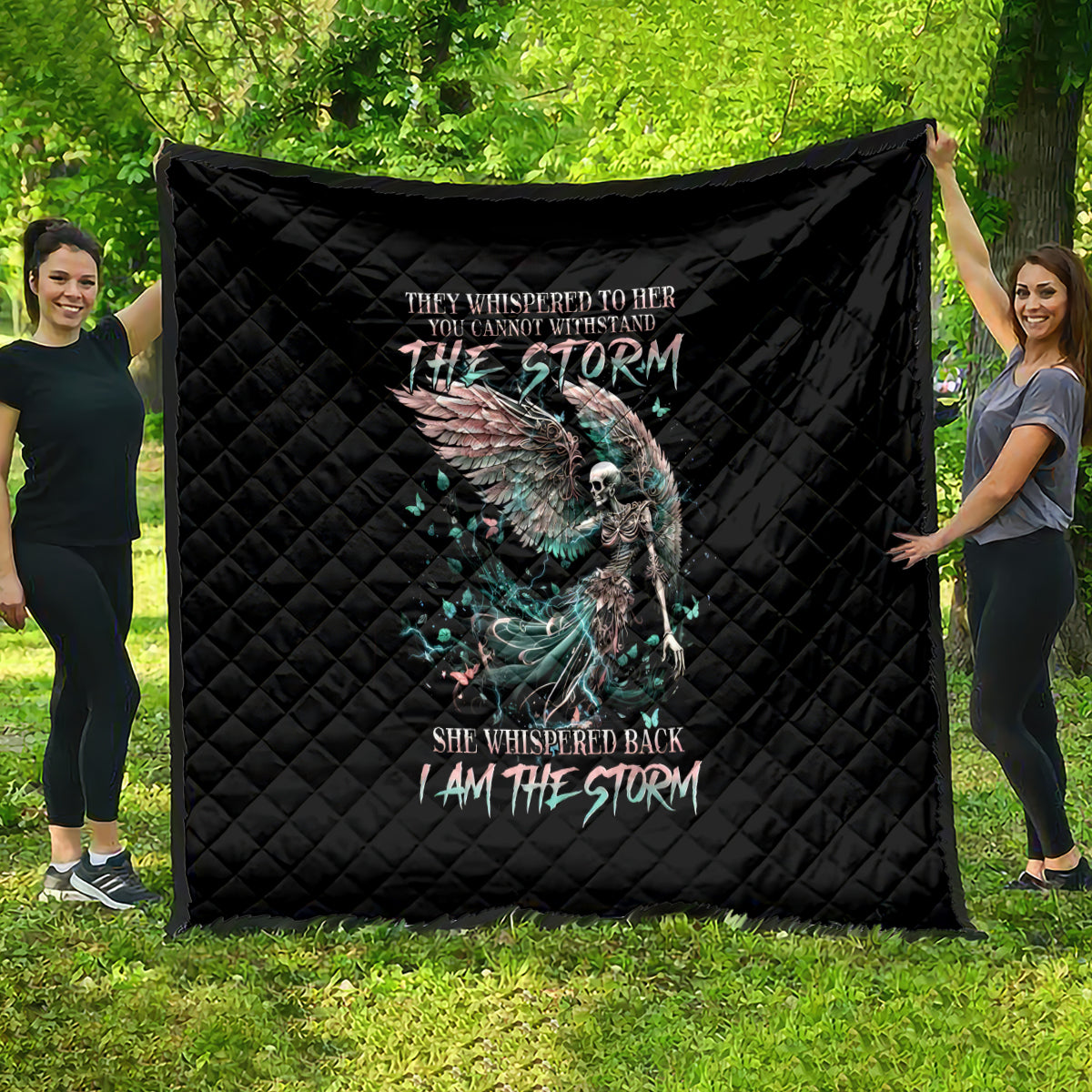 Angel Skull Quilt She Whispered Back Iam The Storm - Wonder Print Shop