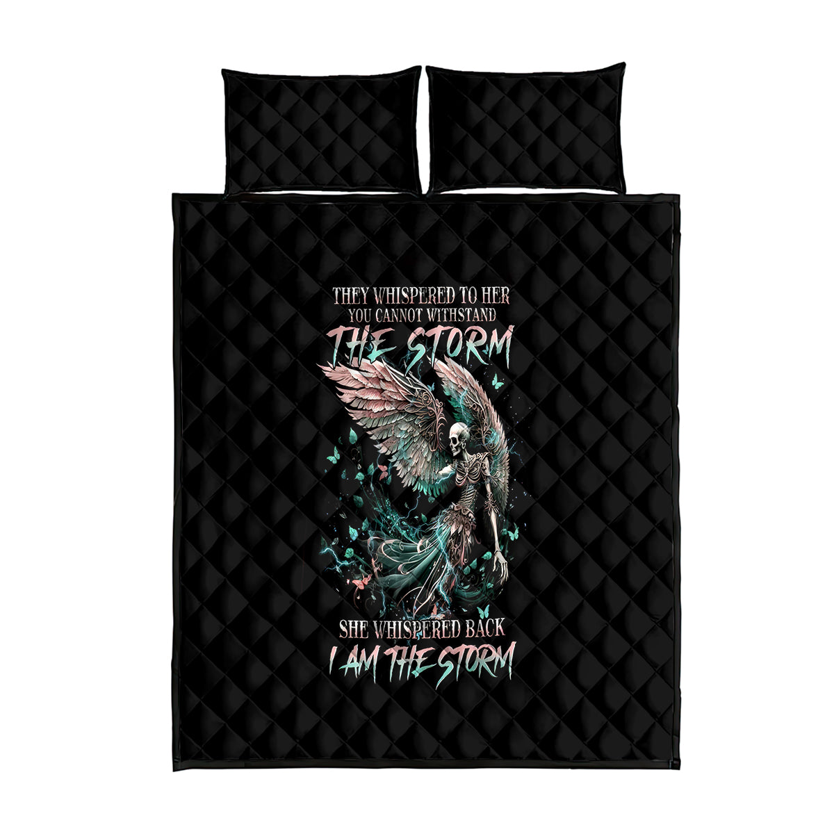 Angel Skull Quilt Bed Set She Whispered Back Iam The Storm - Wonder Print Shop