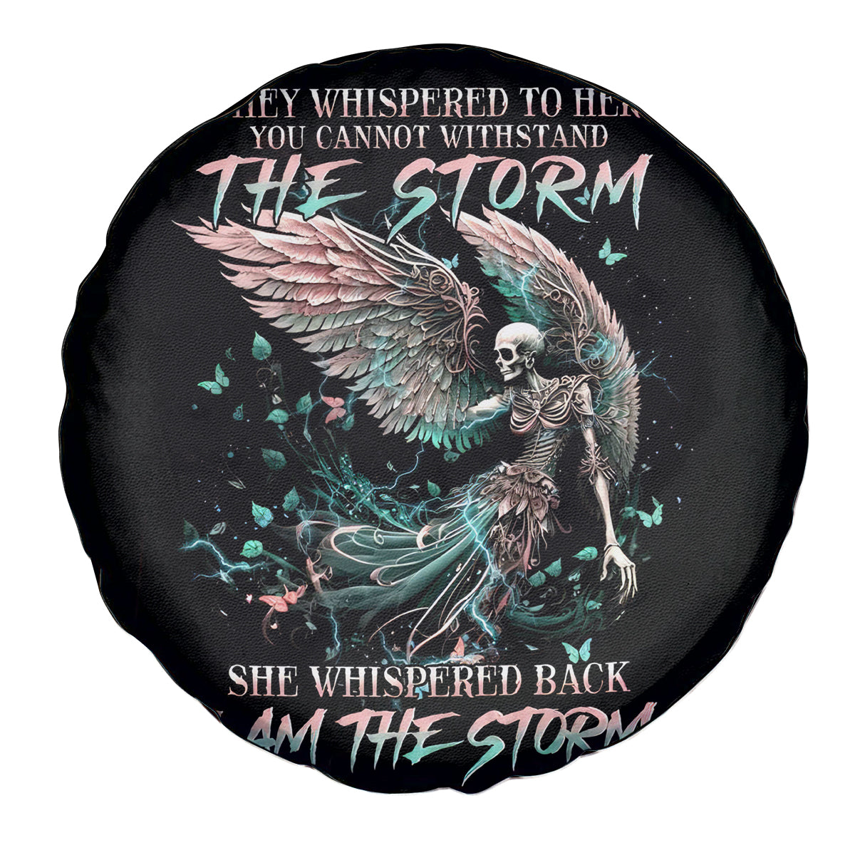 Angel Skull Spare Tire Cover She Whispered Back Iam The Storm - Wonder Print Shop
