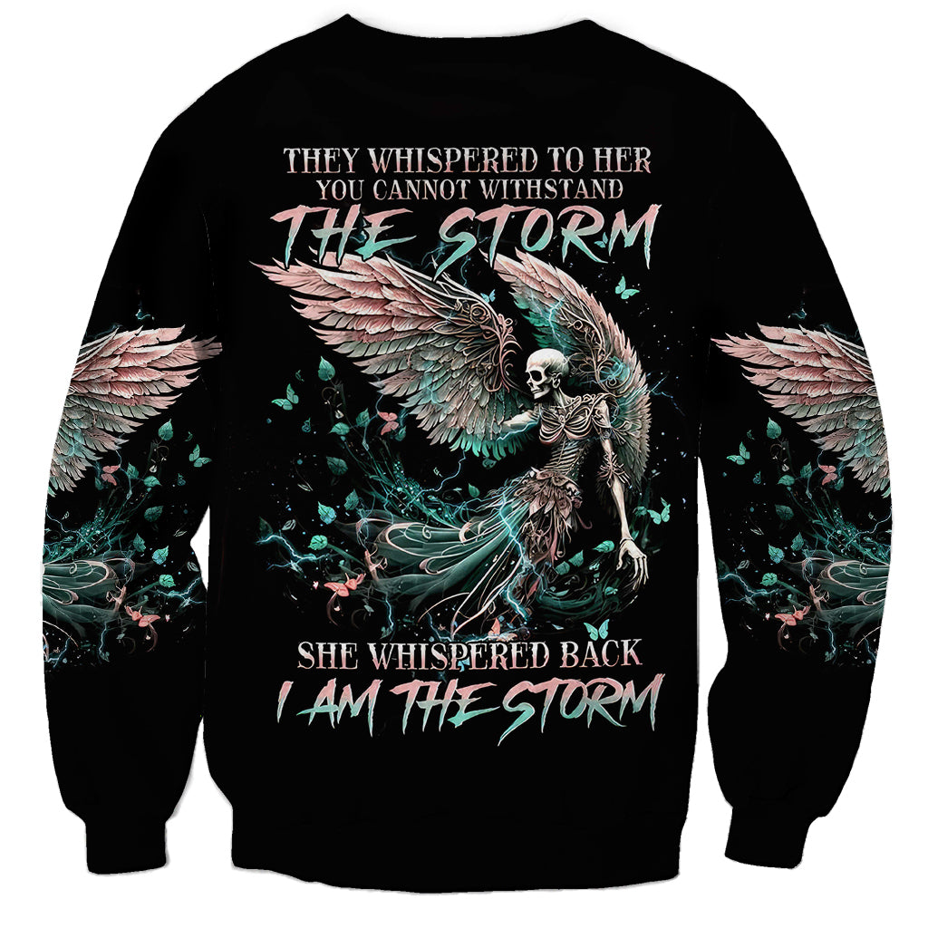 Angel Skull Sweatshirt She Whispered Back Iam The Storm - Wonder Print Shop