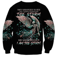 Angel Skull Sweatshirt She Whispered Back Iam The Storm - Wonder Print Shop