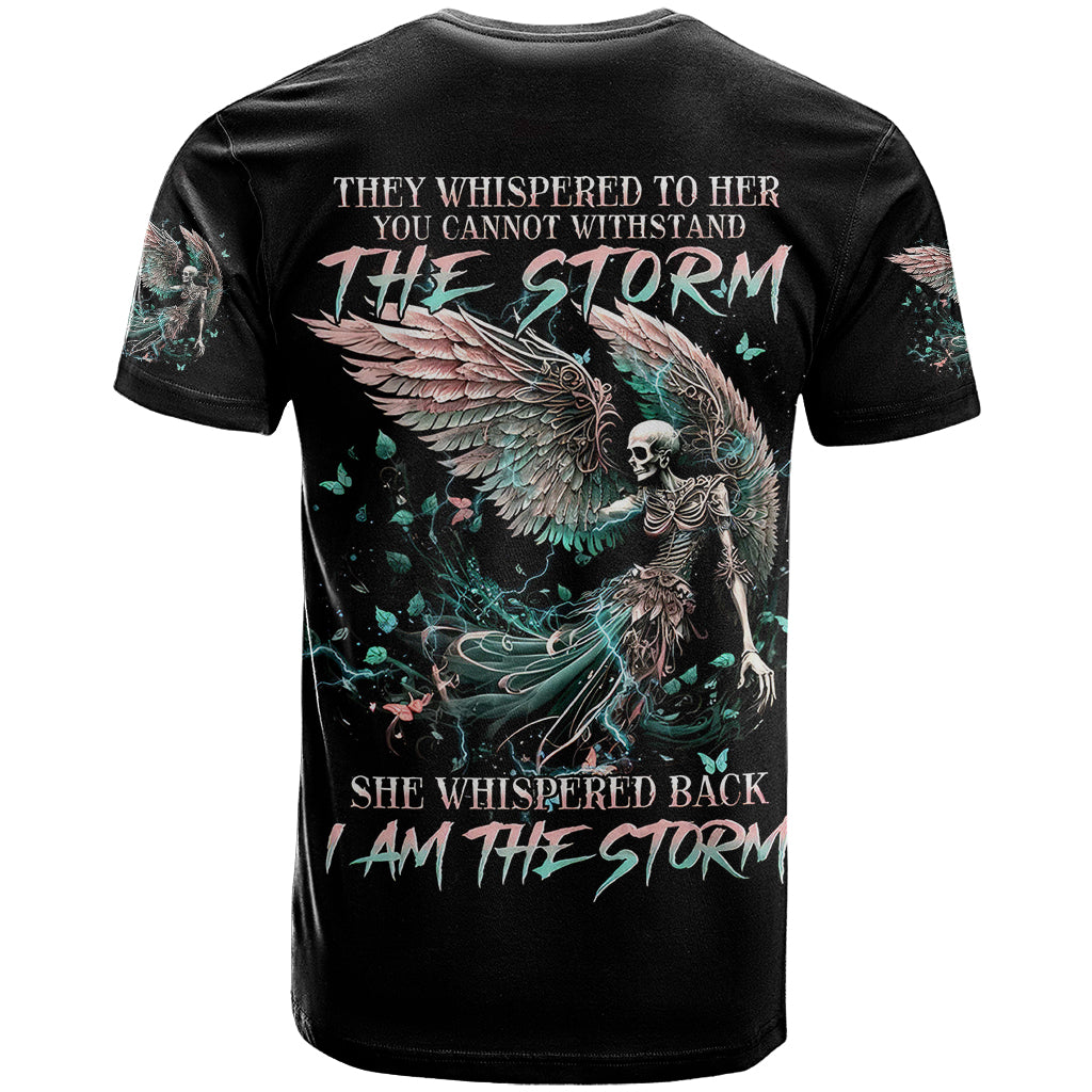 Angel Skull T Shirt She Whispered Back Iam The Storm - Wonder Print Shop