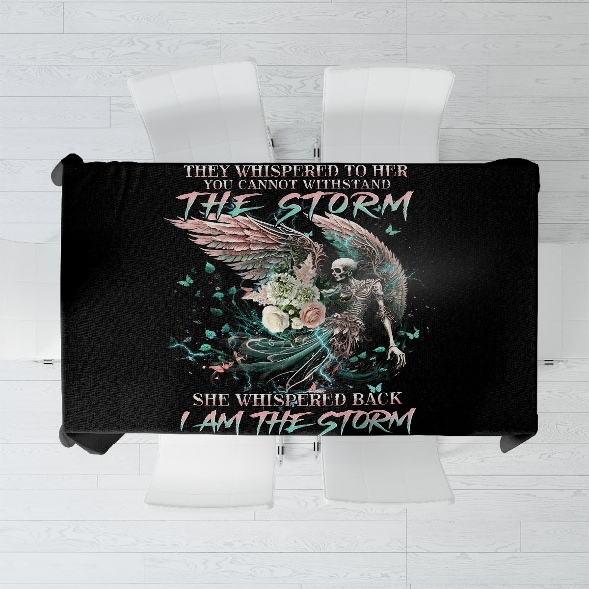 Angel Skull Tablecloth She Whispered Back Iam The Storm - Wonder Print Shop