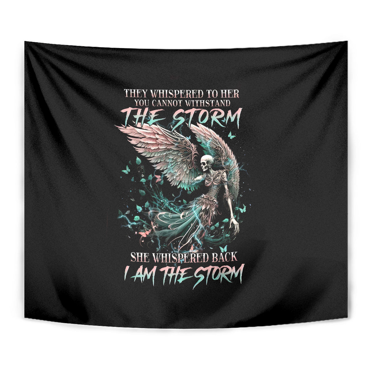 Angel Skull Tapestry She Whispered Back Iam The Storm - Wonder Print Shop