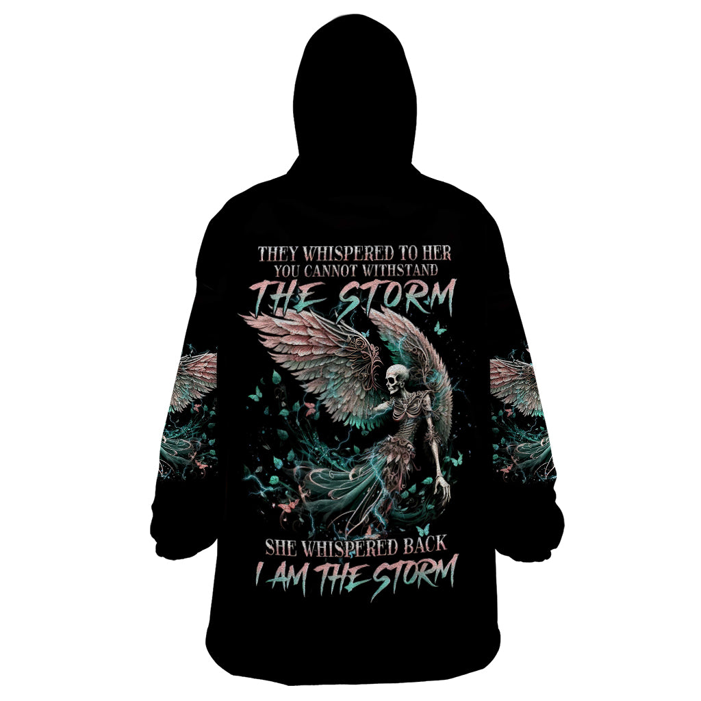 Angel Skull Wearable Blanket Hoodie She Whispered Back Iam The Storm - Wonder Print Shop