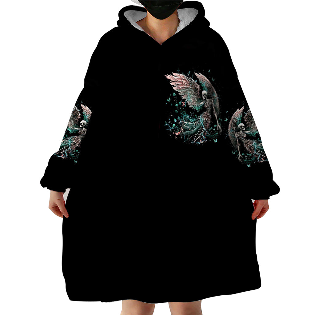 Angel Skull Wearable Blanket Hoodie She Whispered Back Iam The Storm - Wonder Print Shop
