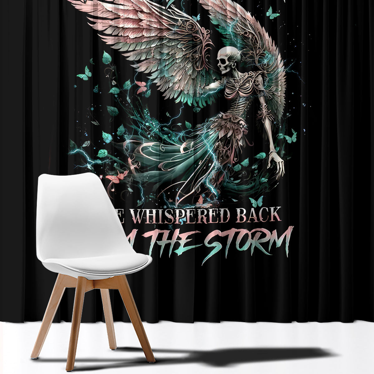 Angel Skull Window Curtain She Whispered Back Iam The Storm - Wonder Print Shop