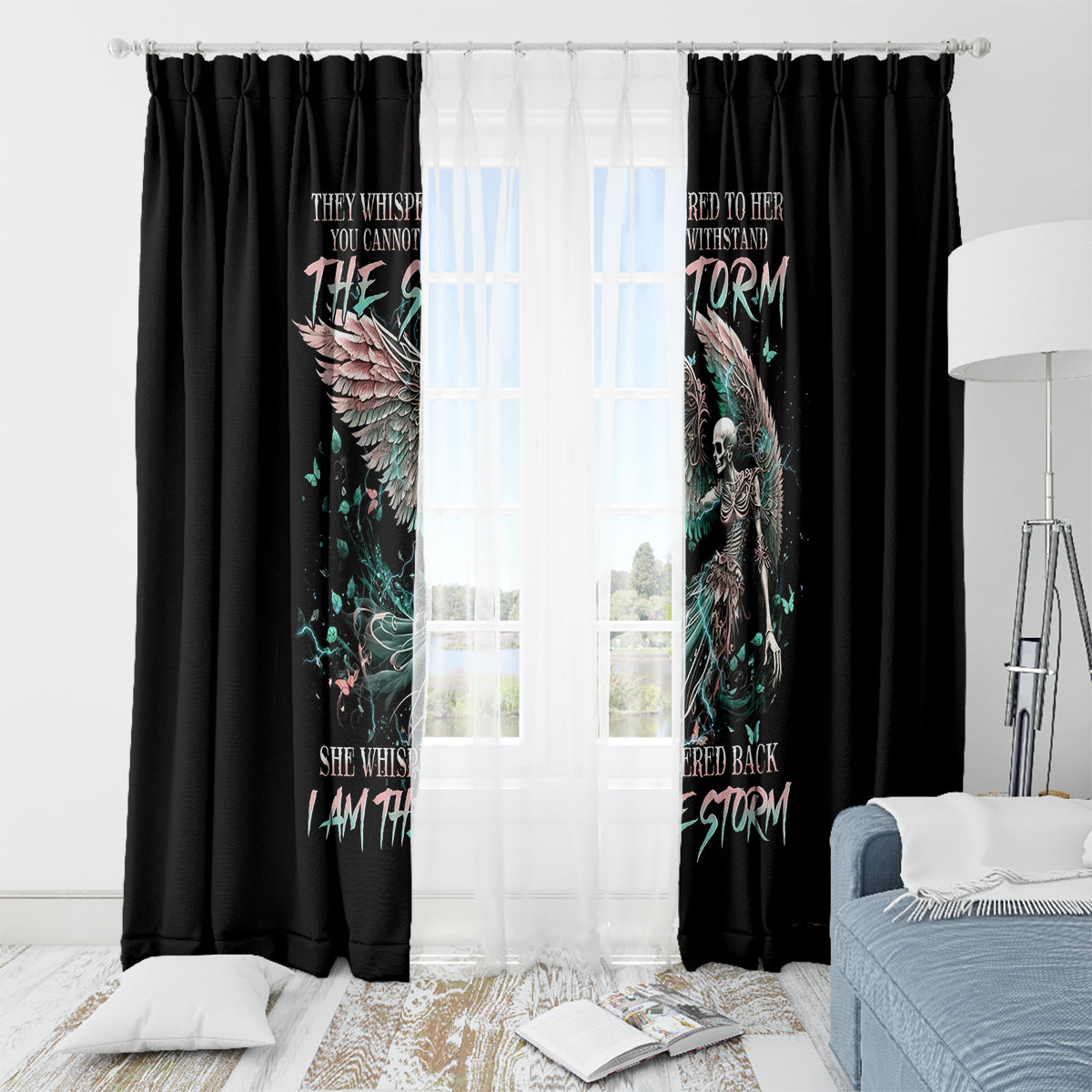 Angel Skull Window Curtain She Whispered Back Iam The Storm - Wonder Print Shop