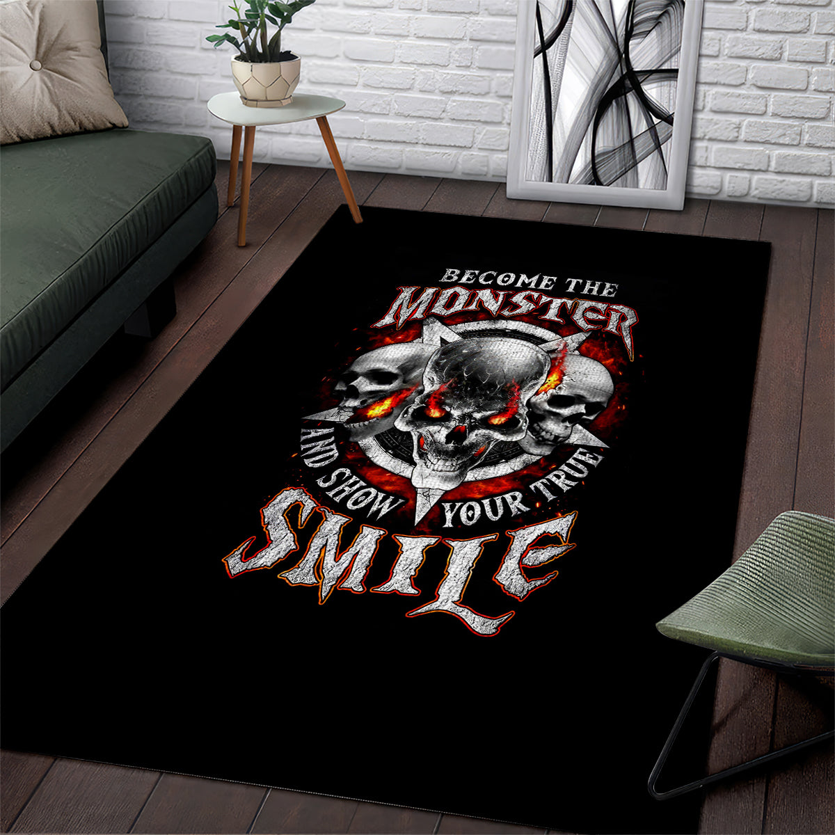 Satan Skull Area Rug Become The Monster And Show Your True Smile - Wonder Print Shop