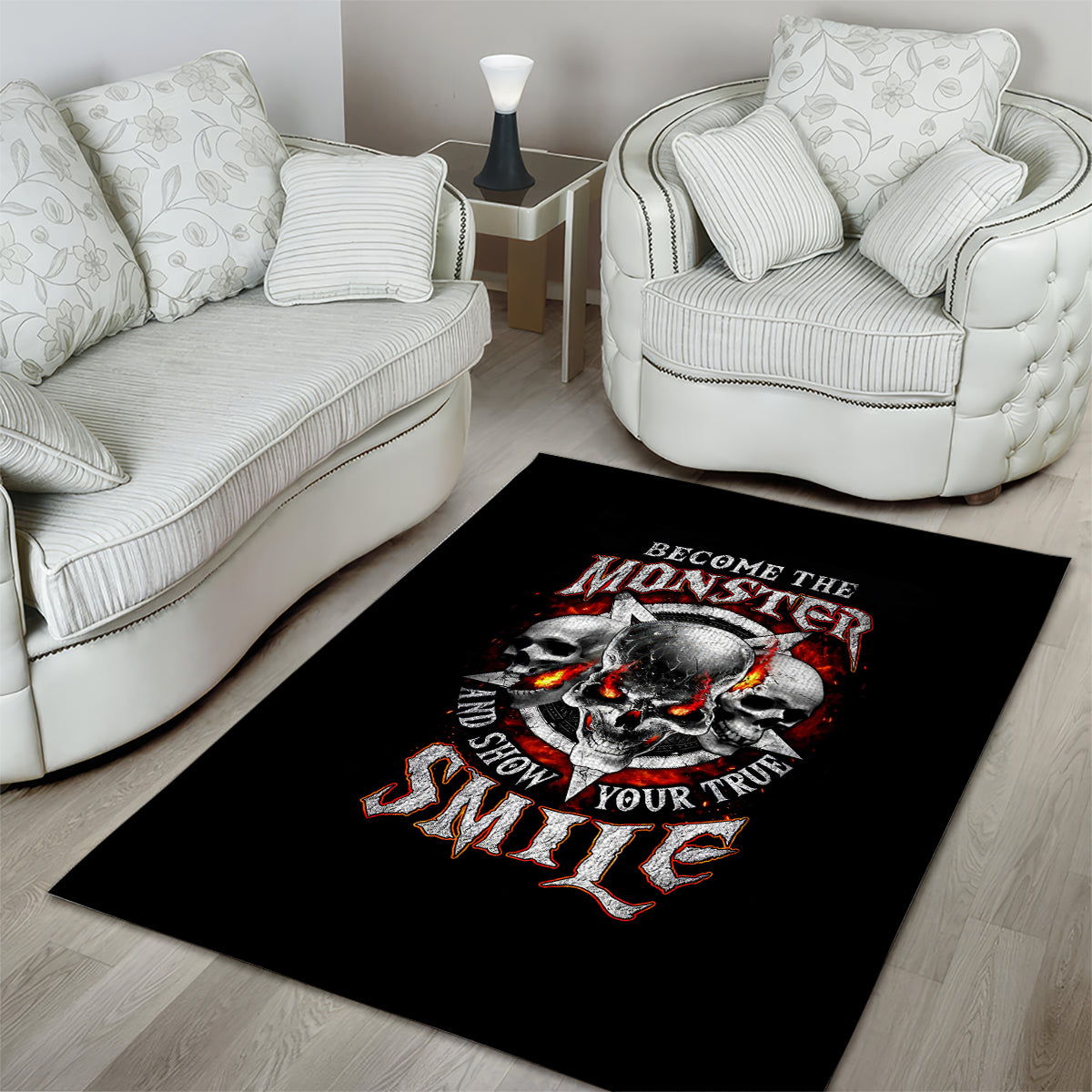 Satan Skull Area Rug Become The Monster And Show Your True Smile - Wonder Print Shop