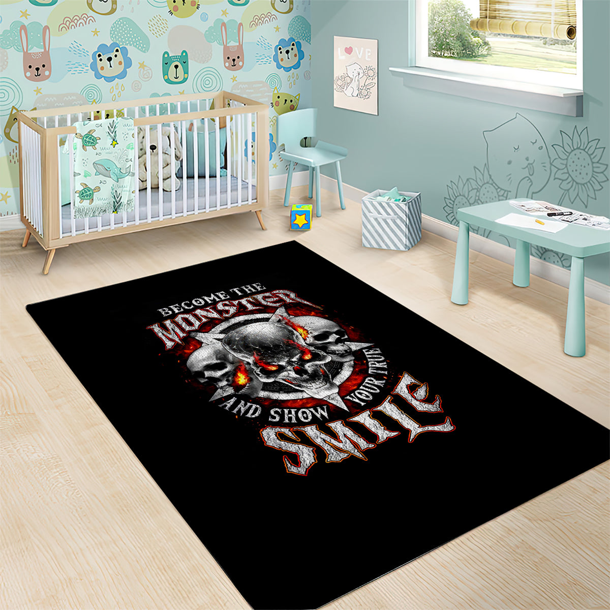 Satan Skull Area Rug Become The Monster And Show Your True Smile - Wonder Print Shop
