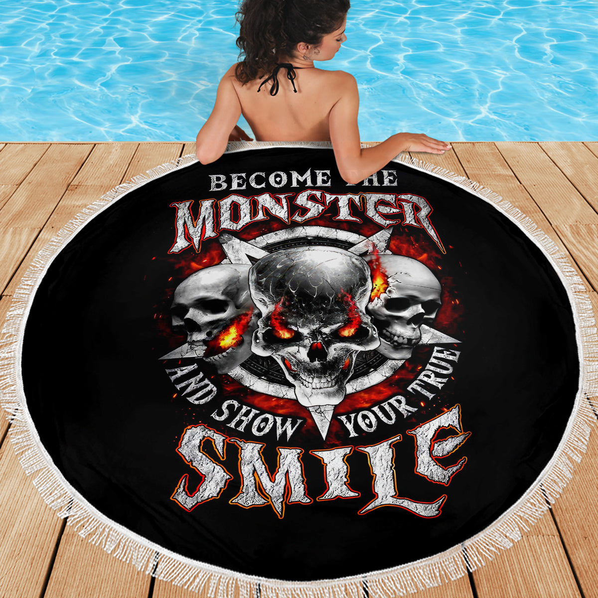 Satan Skull Beach Blanket Become The Monster And Show Your True Smile - Wonder Print Shop