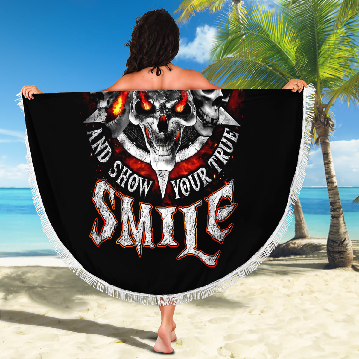 Satan Skull Beach Blanket Become The Monster And Show Your True Smile - Wonder Print Shop