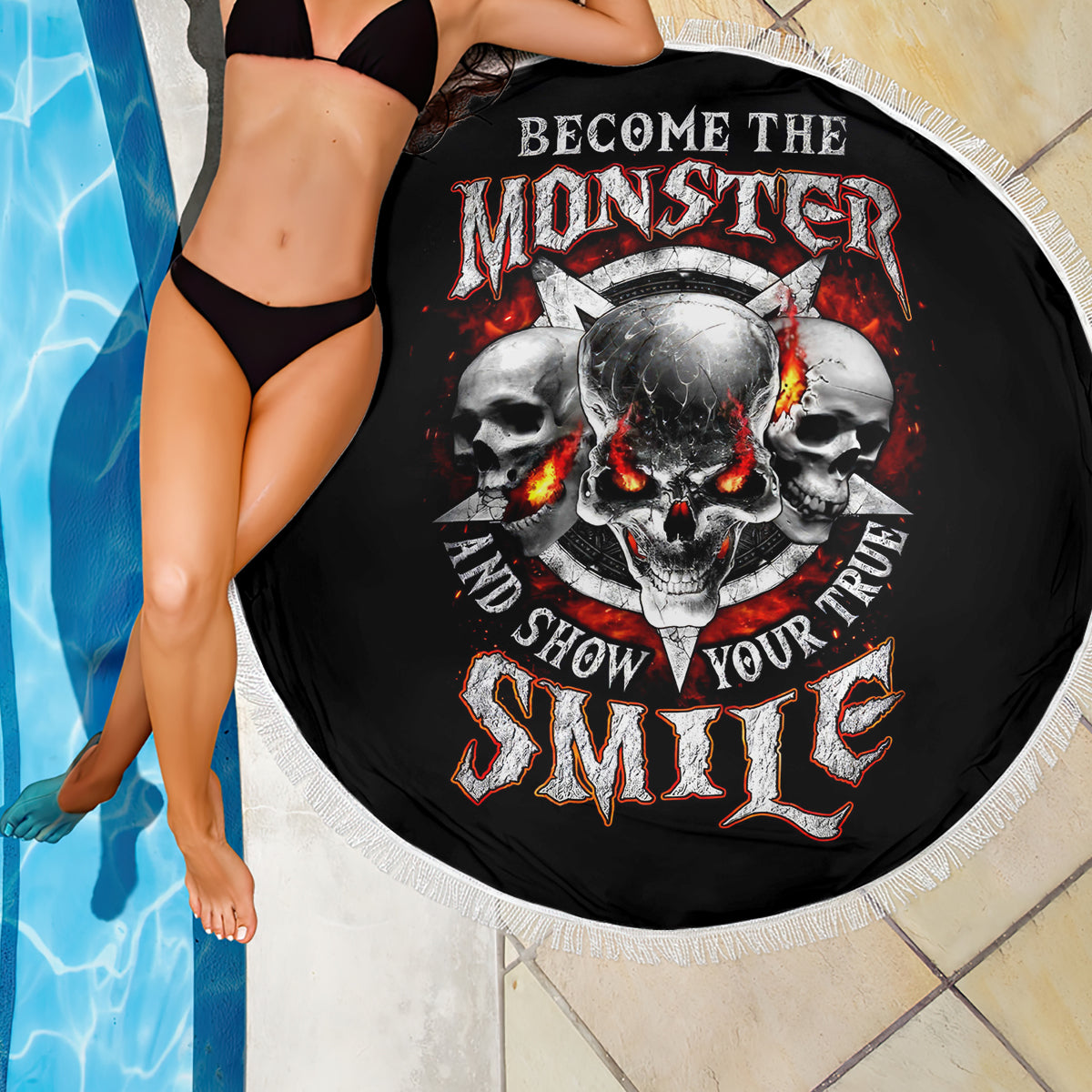 Satan Skull Beach Blanket Become The Monster And Show Your True Smile - Wonder Print Shop