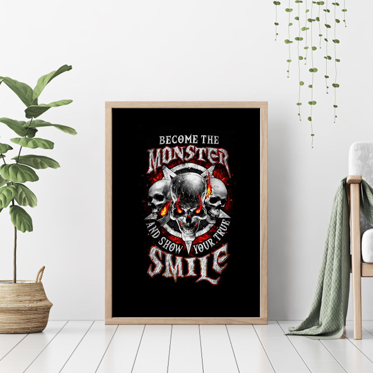 Satan Skull Canvas Wall Art Become The Monster And Show Your True Smile - Wonder Print Shop