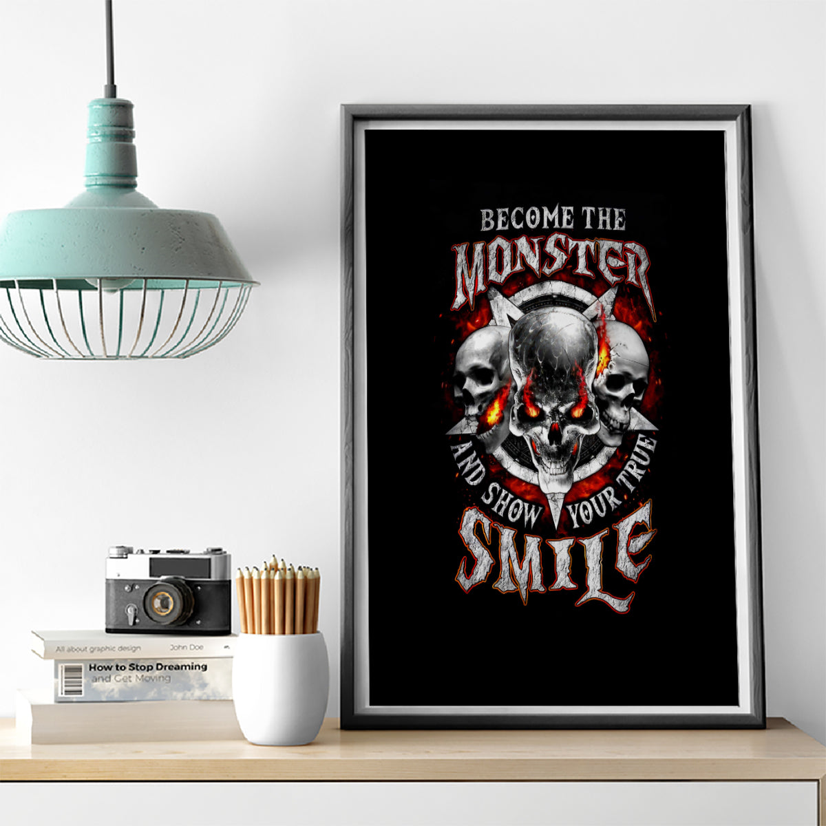 Satan Skull Canvas Wall Art Become The Monster And Show Your True Smile - Wonder Print Shop