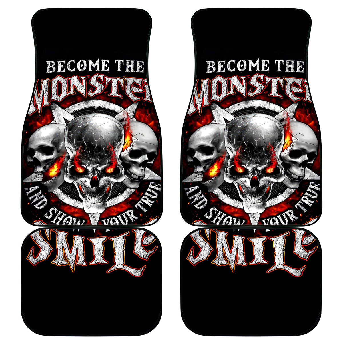 Satan Skull Car Mats Become The Monster And Show Your True Smile - Wonder Print Shop