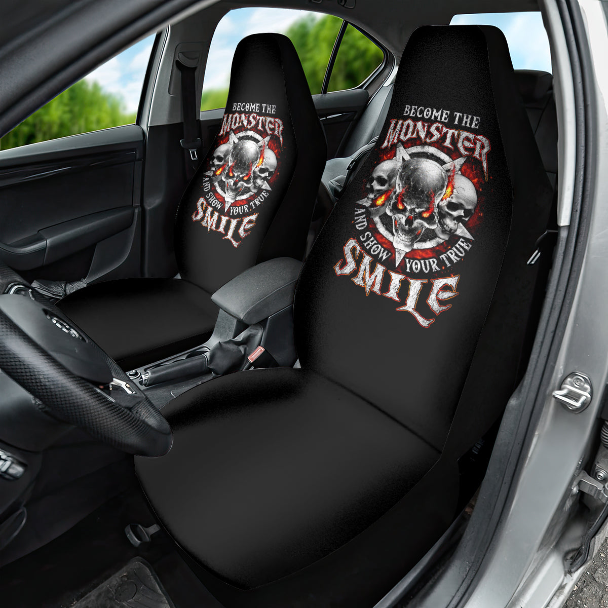 Satan Skull Car Seat Cover Become The Monster And Show Your True Smile - Wonder Print Shop