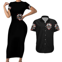 Satan Skull Couples Matching Short Sleeve Bodycon Dress and Hawaiian Shirt Become The Monster And Show Your True Smile - Wonder Print Shop