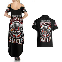 Satan Skull Couples Matching Summer Maxi Dress and Hawaiian Shirt Become The Monster And Show Your True Smile - Wonder Print Shop