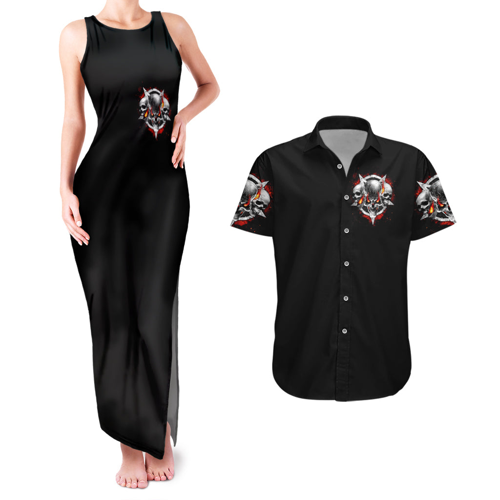 Satan Skull Couples Matching Tank Maxi Dress and Hawaiian Shirt Become The Monster And Show Your True Smile - Wonder Print Shop
