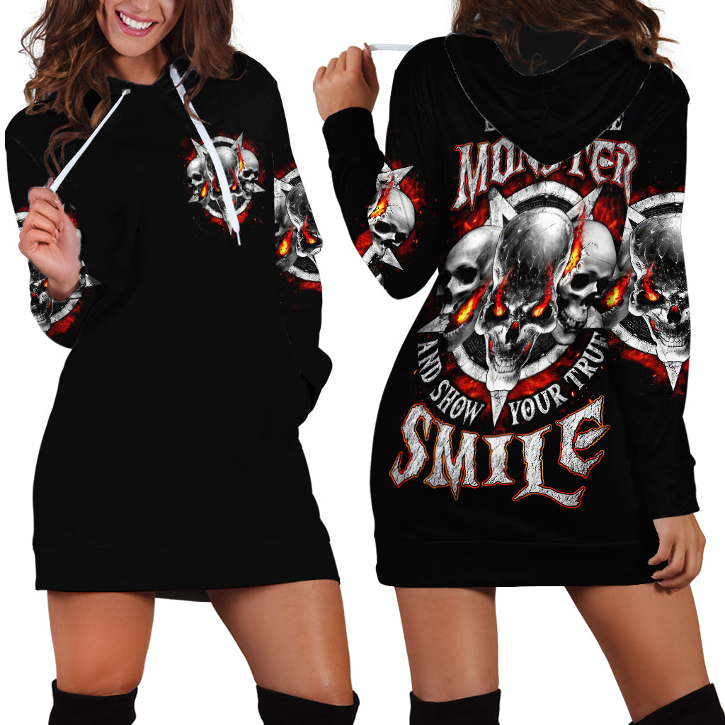 Satan Skull Hoodie Dress Become The Monster And Show Your True Smile - Wonder Print Shop