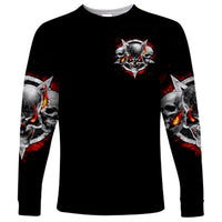 Satan Skull Long Sleeve Shirt Become The Monster And Show Your True Smile - Wonder Print Shop