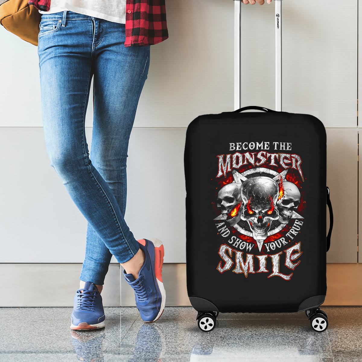 Satan Skull Luggage Cover Become The Monster And Show Your True Smile - Wonder Print Shop