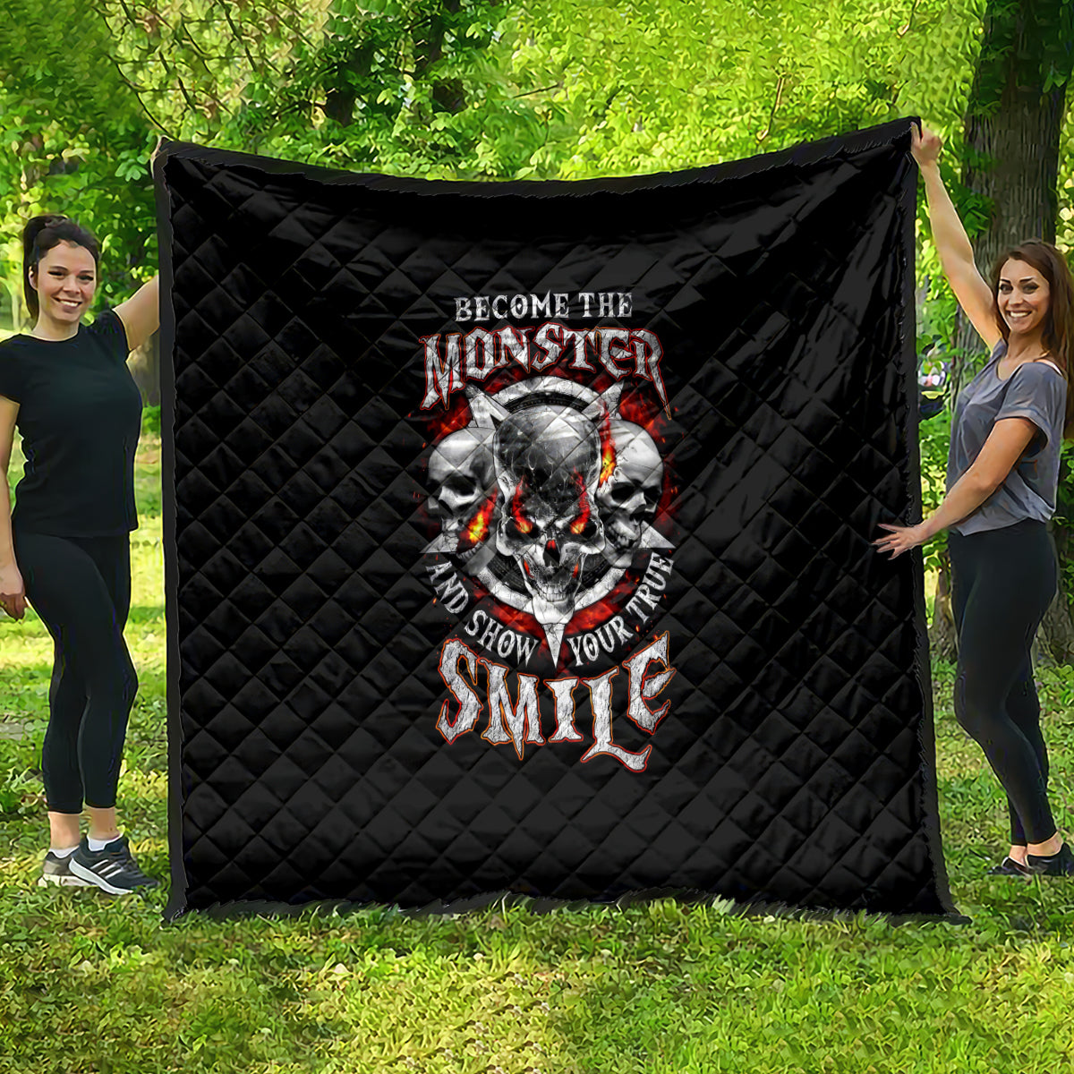 Satan Skull Quilt Become The Monster And Show Your True Smile - Wonder Print Shop