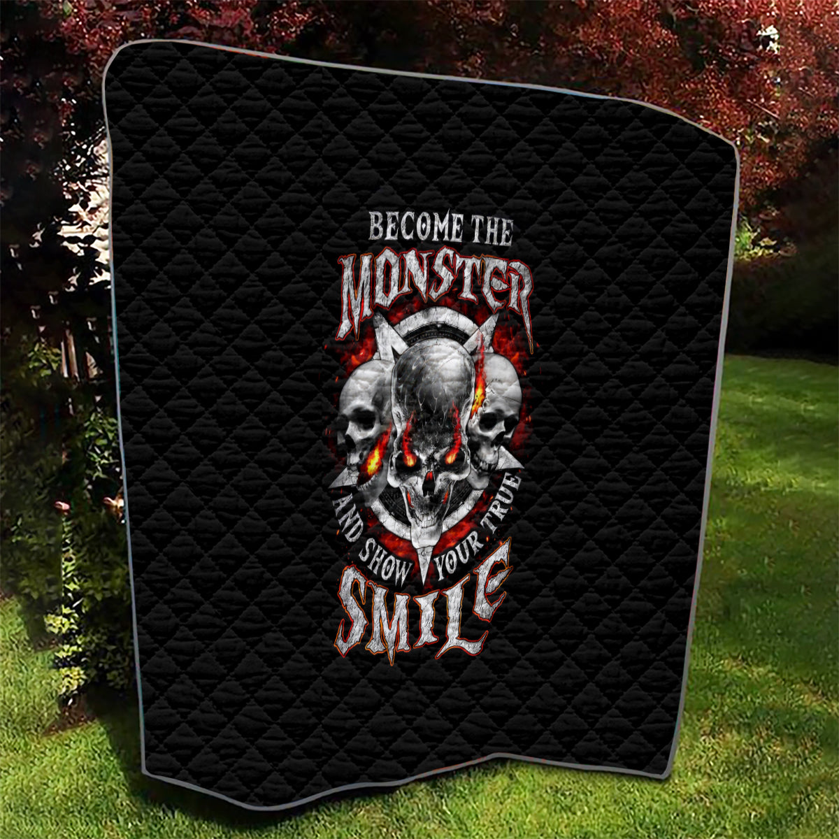 Satan Skull Quilt Become The Monster And Show Your True Smile - Wonder Print Shop