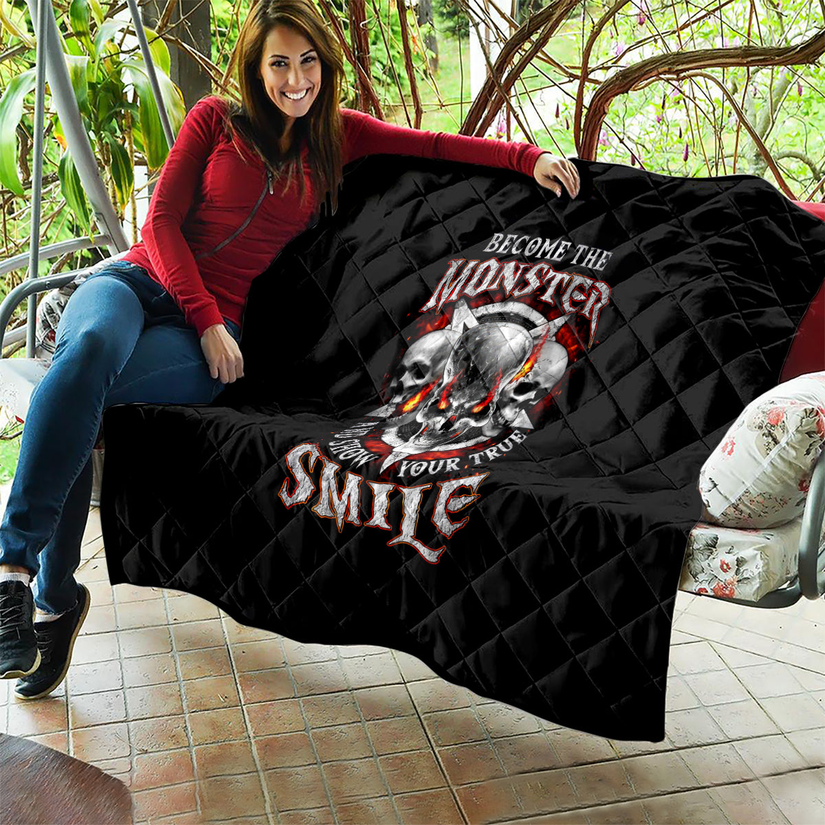 Satan Skull Quilt Become The Monster And Show Your True Smile - Wonder Print Shop