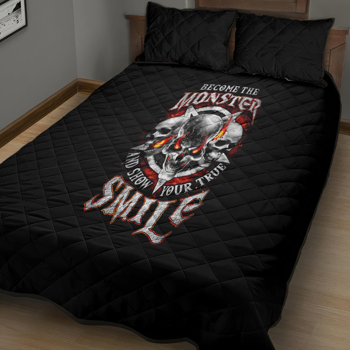 Satan Skull Quilt Bed Set Become The Monster And Show Your True Smile - Wonder Print Shop