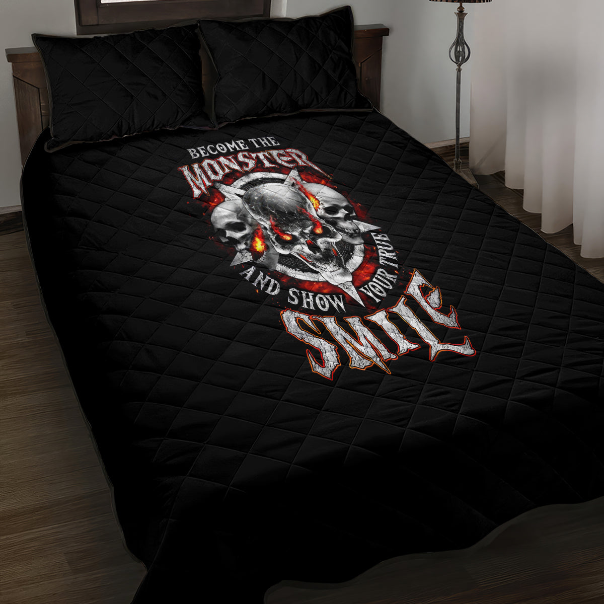 Satan Skull Quilt Bed Set Become The Monster And Show Your True Smile - Wonder Print Shop