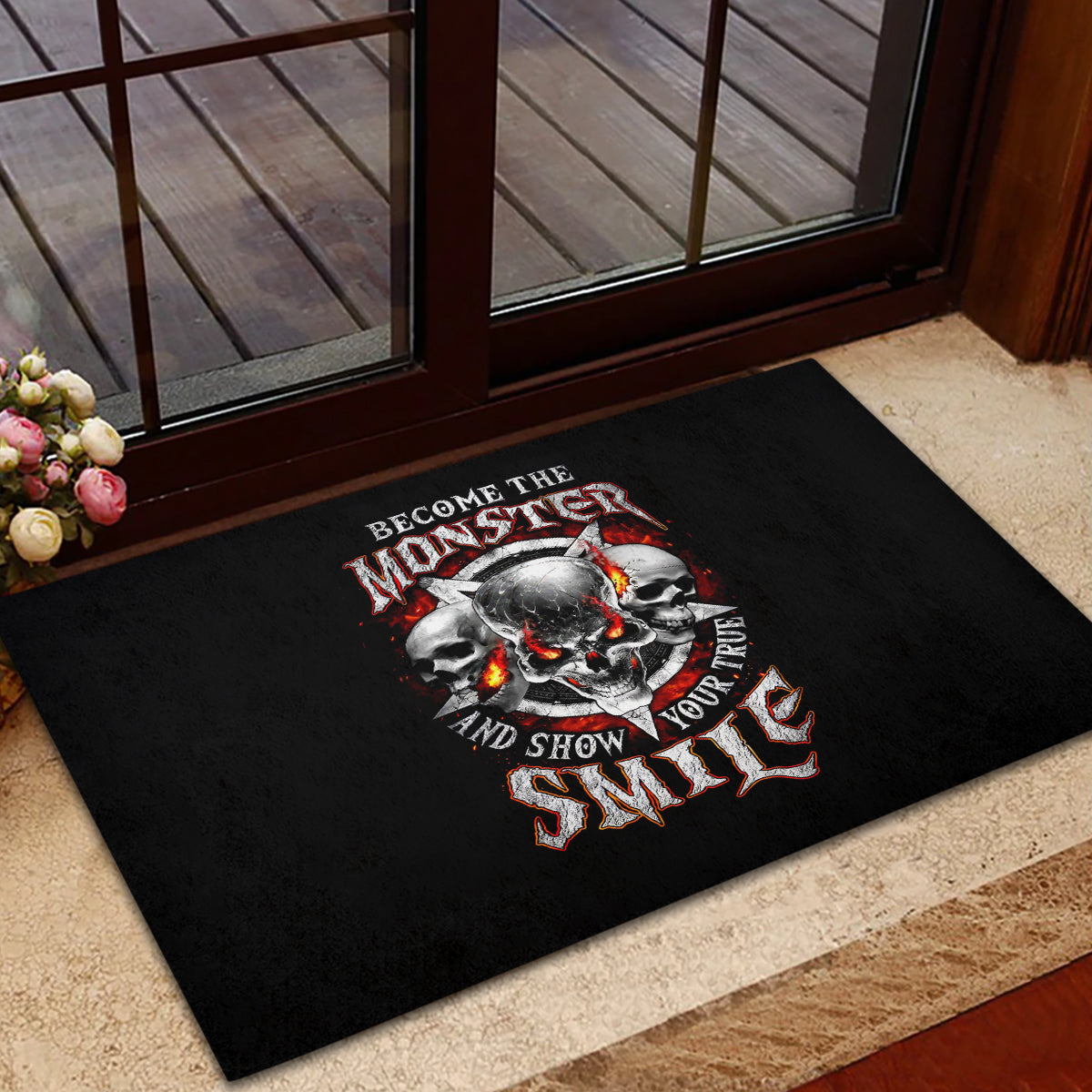 Satan Skull Rubber Doormat Become The Monster And Show Your True Smile - Wonder Print Shop