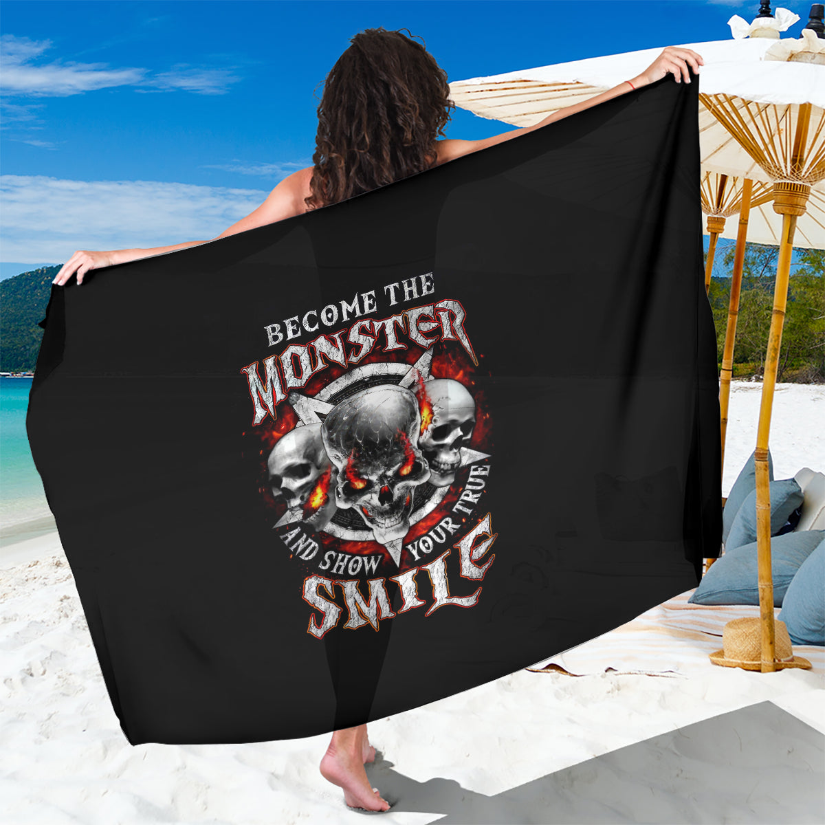 Satan Skull Sarong Become The Monster And Show Your True Smile - Wonder Print Shop