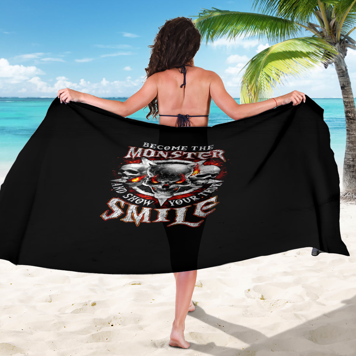 Satan Skull Sarong Become The Monster And Show Your True Smile - Wonder Print Shop