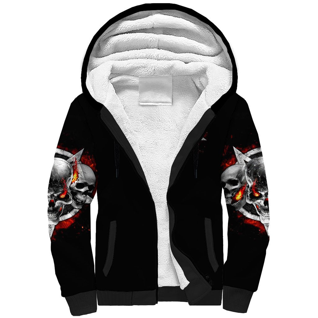 Satan Skull Sherpa Hoodie Become The Monster And Show Your True Smile - Wonder Print Shop