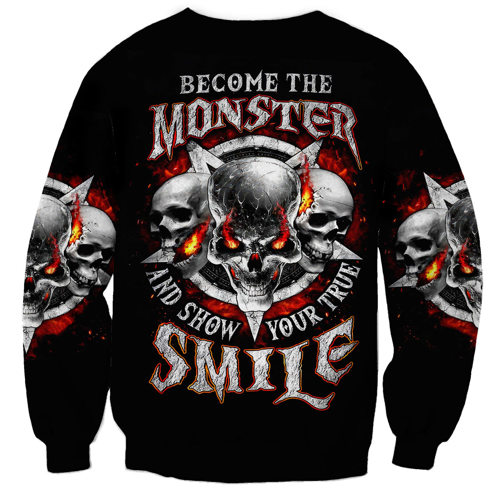 Satan Skull Sweatshirt Become The Monster And Show Your True Smile - Wonder Print Shop
