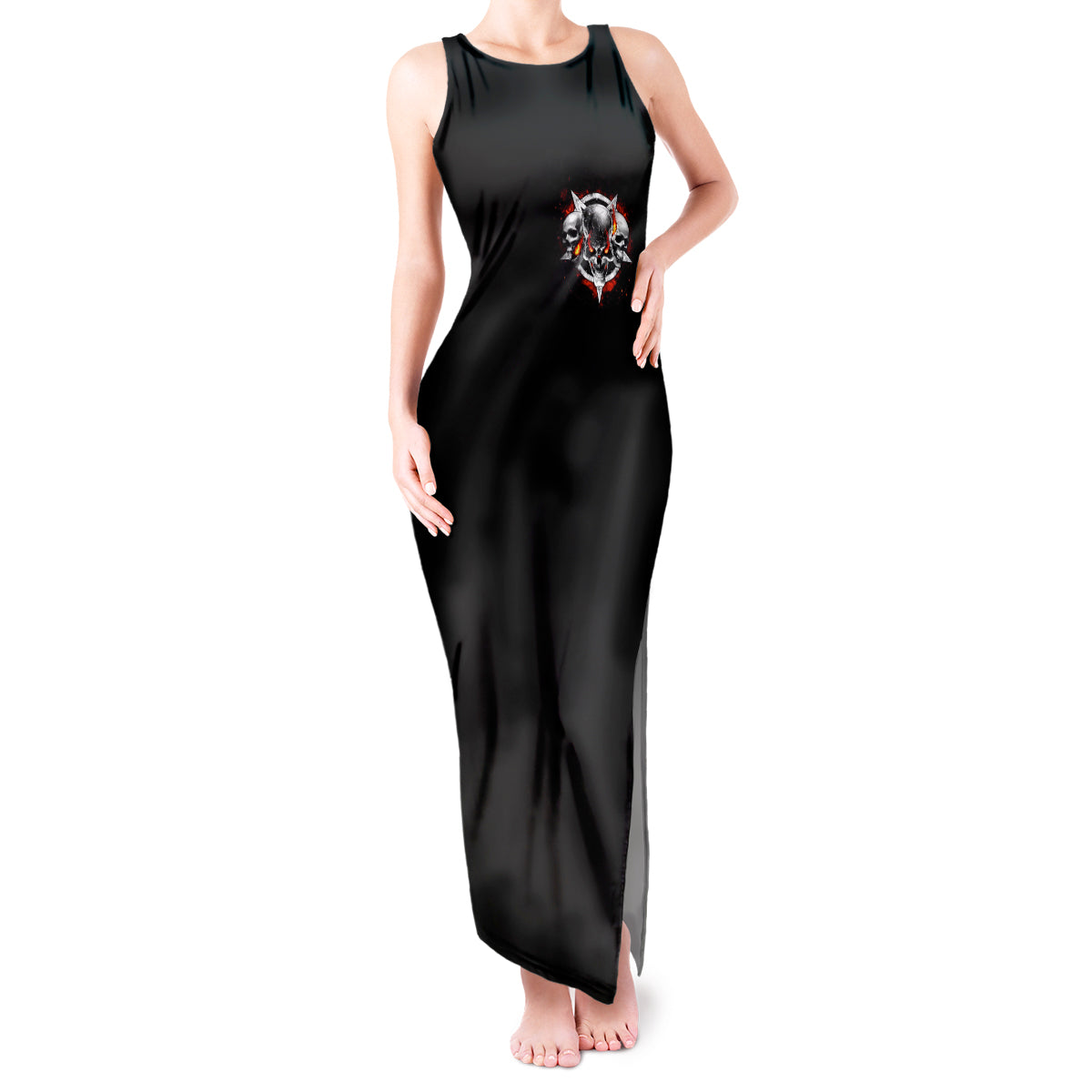 Satan Skull Tank Maxi Dress Become The Monster And Show Your True Smile - Wonder Print Shop