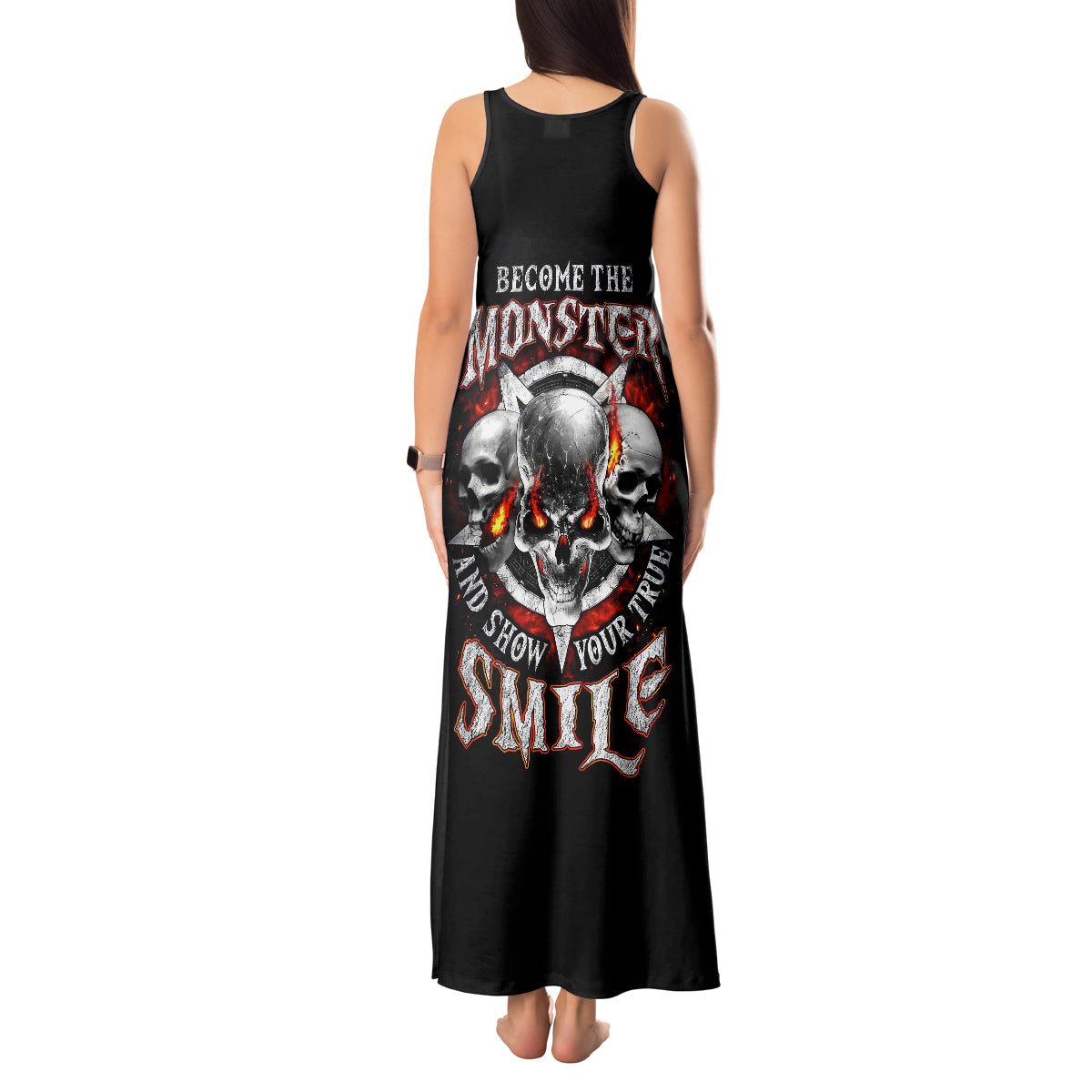 Satan Skull Tank Maxi Dress Become The Monster And Show Your True Smile - Wonder Print Shop