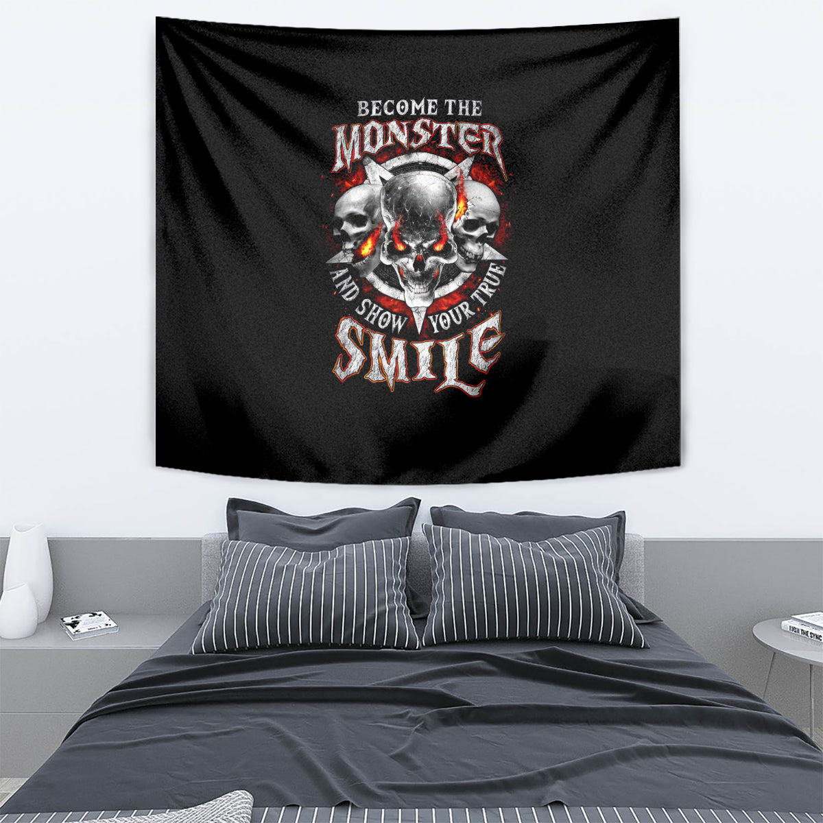 Satan Skull Tapestry Become The Monster And Show Your True Smile - Wonder Print Shop