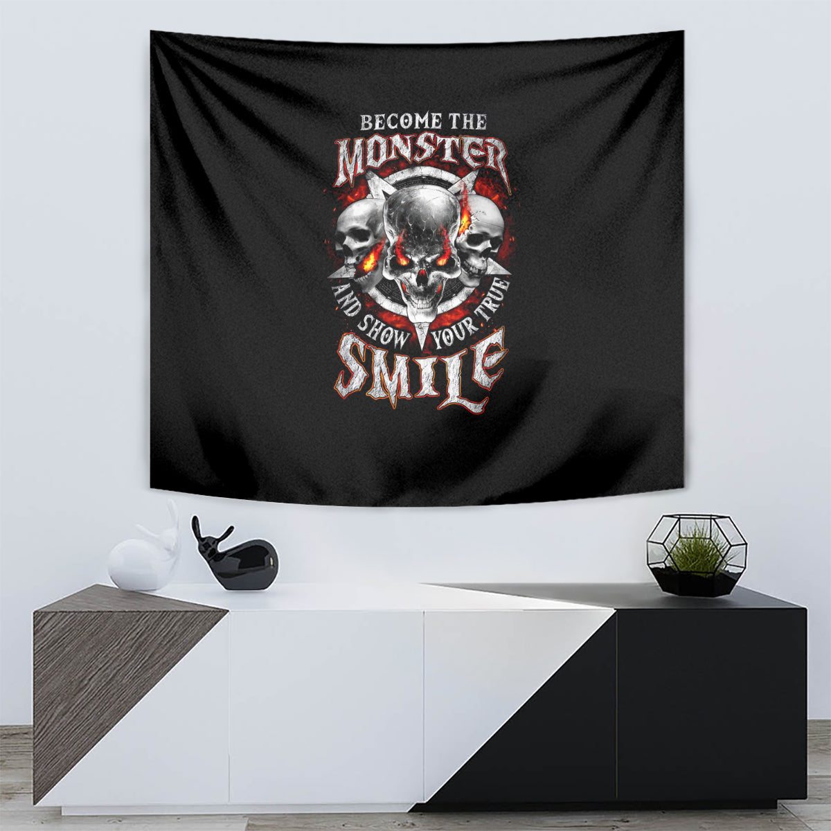 Satan Skull Tapestry Become The Monster And Show Your True Smile - Wonder Print Shop