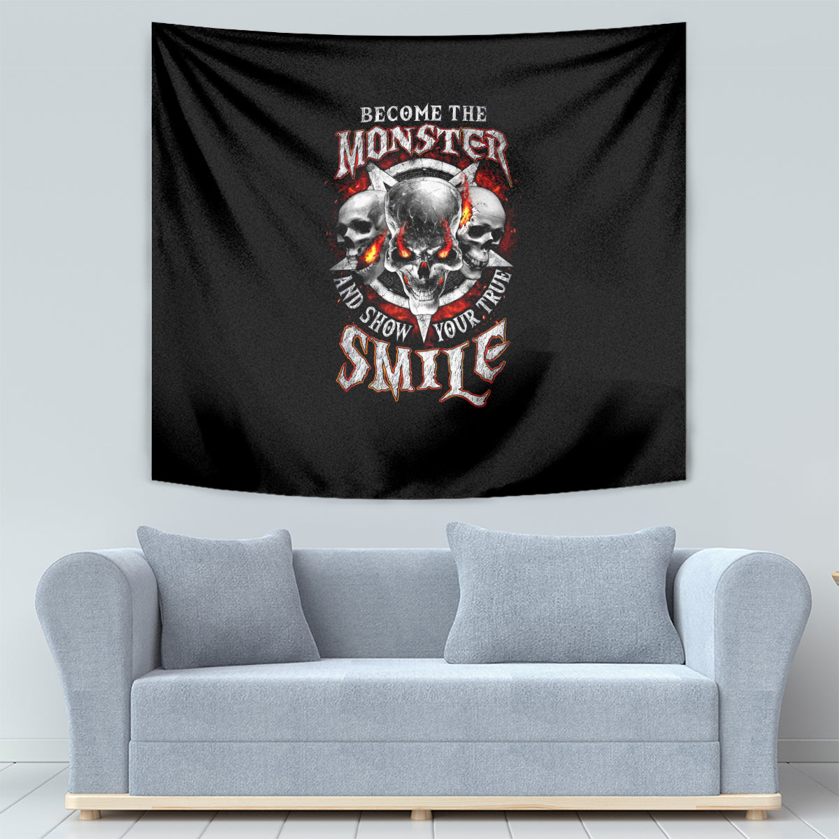 Satan Skull Tapestry Become The Monster And Show Your True Smile - Wonder Print Shop